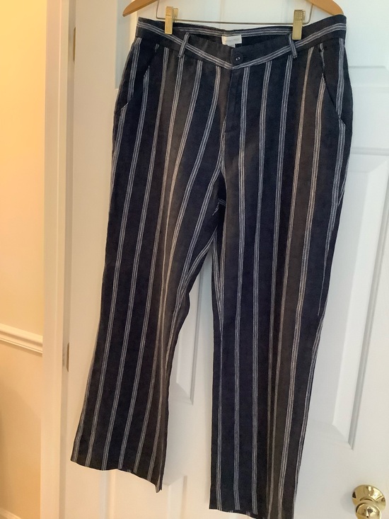 Garnet Hill Pants - Garnet Hill Navy and White Vertical Stripe Chinos